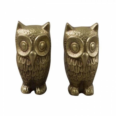 Brass Plated Owl Figurines - A Pair