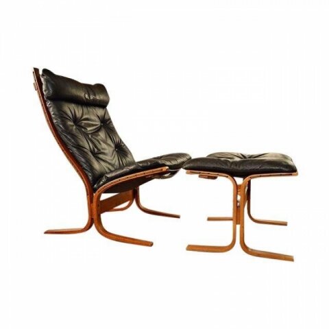Westnofa Leather/Rosewood Siesta Chair & Ottoman